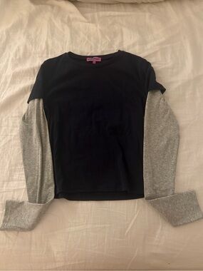Edikted Black Body with Gray Layered-Style Long Sleeve Tee